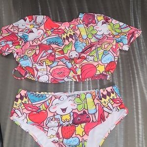 GRAFFITI HIGHWAIST CROP SWIMSUIT
